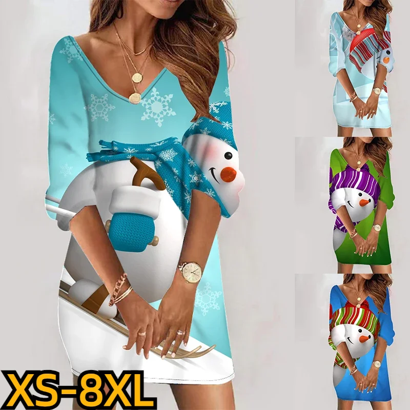 

Платье женское средней длины с V-образным вырезом и 3D-принтом