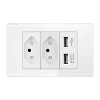 brazil standard wall plug socket usb 2a usb port fast charge household appliances tempered glass fireproof material