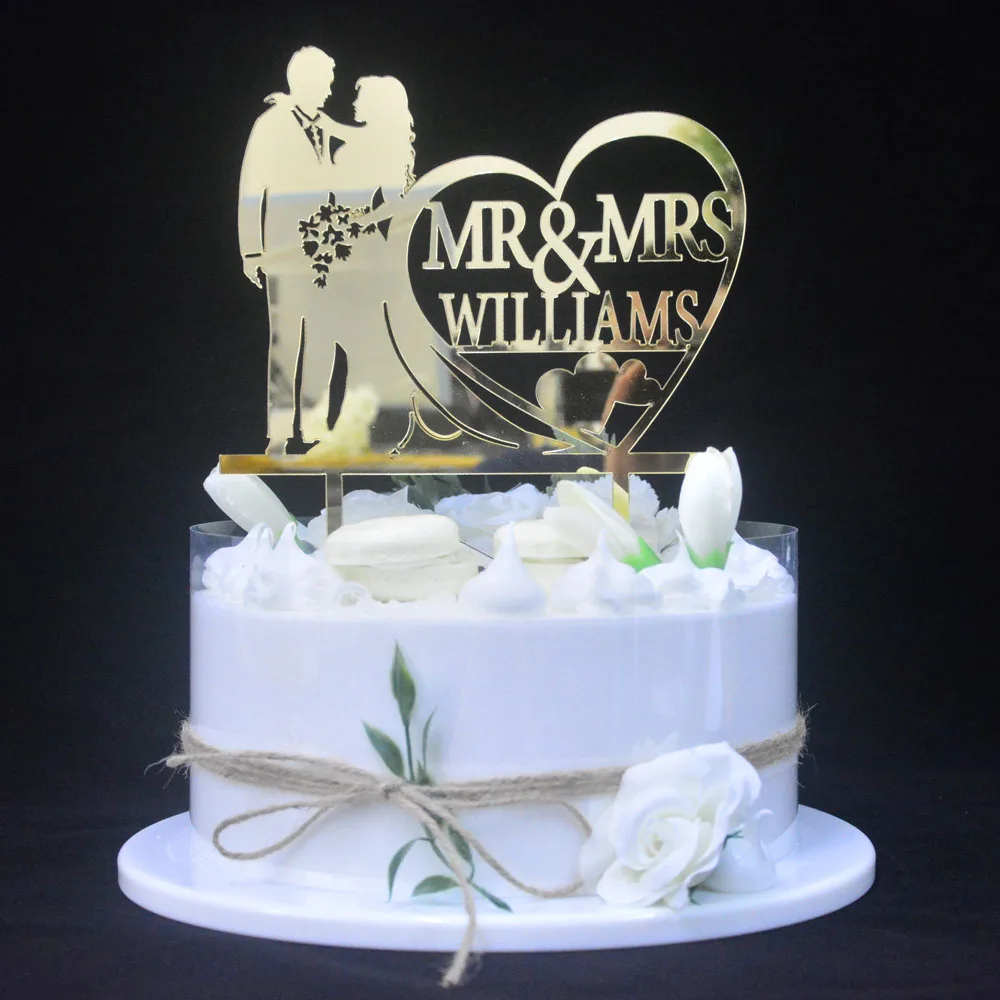 

Personalized Wedding Cake Topper Mr & Mrs Custom Last Name Cake Topper Rustic Wedding Bride and Groom Cake Decoration