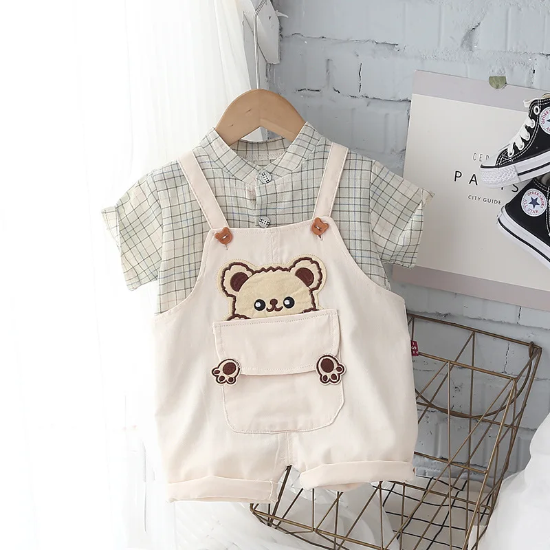 

2 шт./компл., футболка с карманами и шорты в клетку