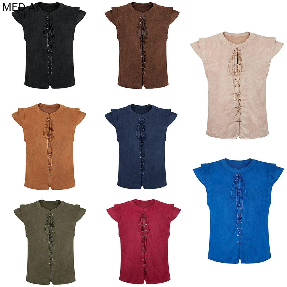 Жилет мужской из искусственной замши пиратский Готический жилет стимпанк в