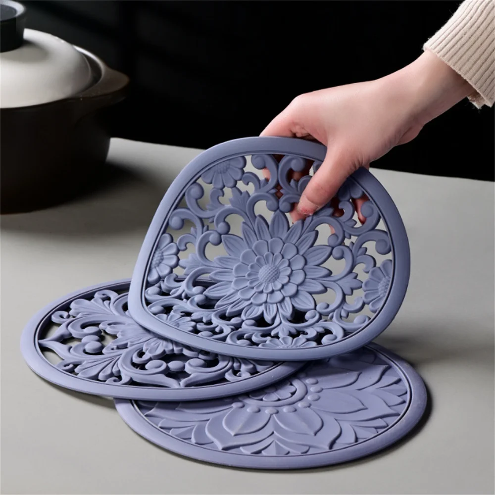 

2023 Retro Table Pad Table Tableware Bowl Pad Heat Insulation Insulation Pad Anti-scald Pan Bowl Hollowed-out Carving Household