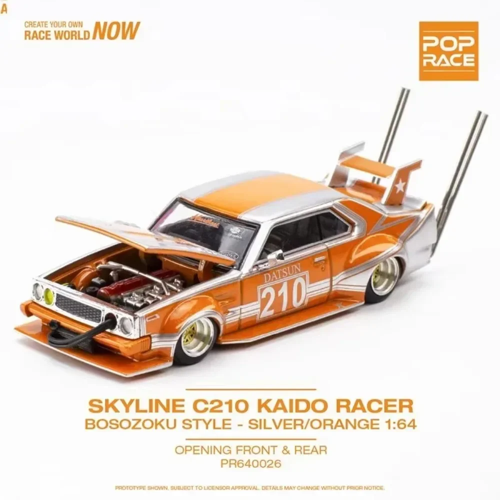 POP RACE 1:64 Skyline C210 BOSOZOKU Стиль 30-летия BAPE True Scale Миниатюры из сплава Литая под