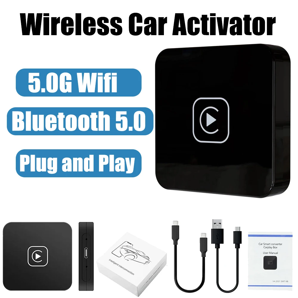 

Carplay Wired to Wireless Bluetooth-compatible 5.0 Wifi Auto Connect Carplay Dongle Activator 4G Multimedia Player Voice Control