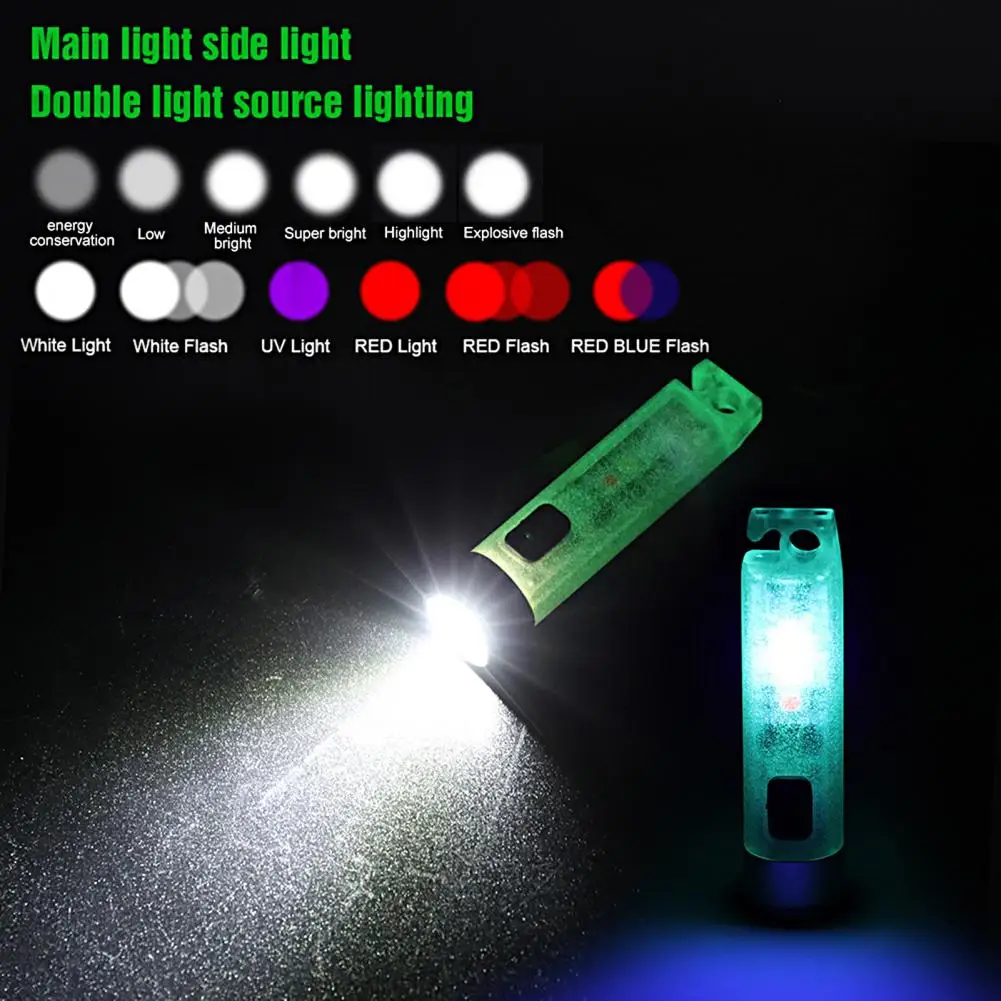 

Key Light USB Type-C Magnetic High Brightness Keychain Torch Lamp Mini Pocket Flashlight Camping Survival Warning Flashing Light