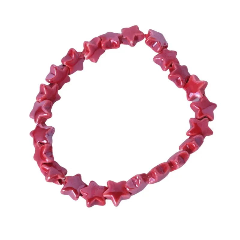 

10pcs fivestar-Shaped Handmade Shiny Glossy Glazed Ceramic Porcelain Loose Beads lot for Jewelry Making DIY Crafts beads kit