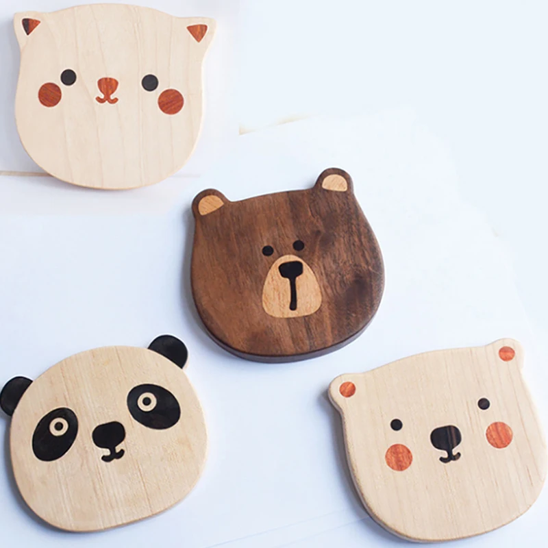 

Wooden Bear Coaster Cute Cartoon Japanese Black Walnut Dining Table Potholder Teacup Holder Home Decor Korean Kitchen Tools