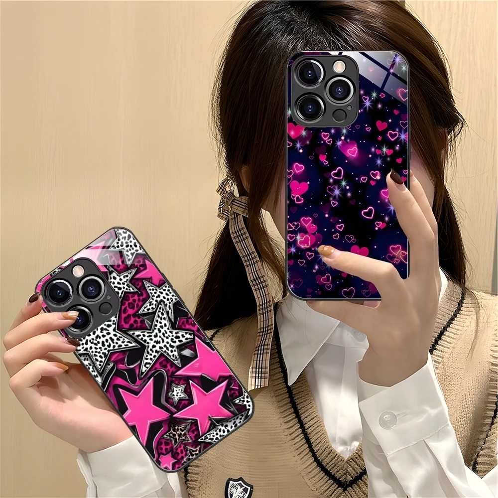 Чехол для мобильного телефона с рисунком Y2K Звездное сердце iPhone 16 15 14 13 12 11 X XR XS 8 Pro