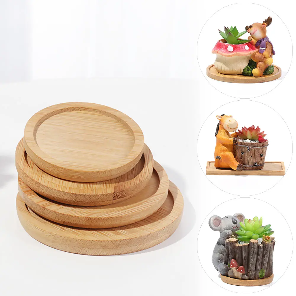 Простой Бамбуковый Поднос Круглый Квадратный Шестиугольный Горшок Для Растений