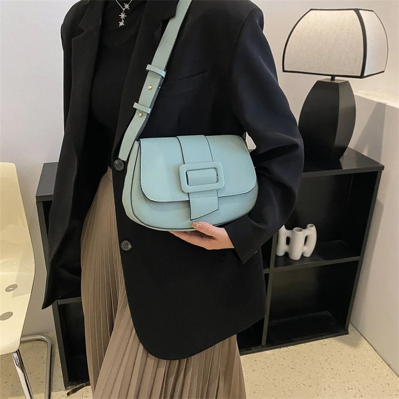 

Fashion New Solid Color Handbags For Women High Quality Soft PU Leather Shoulder Bag Designer Simple Style Female Crossbody Bag