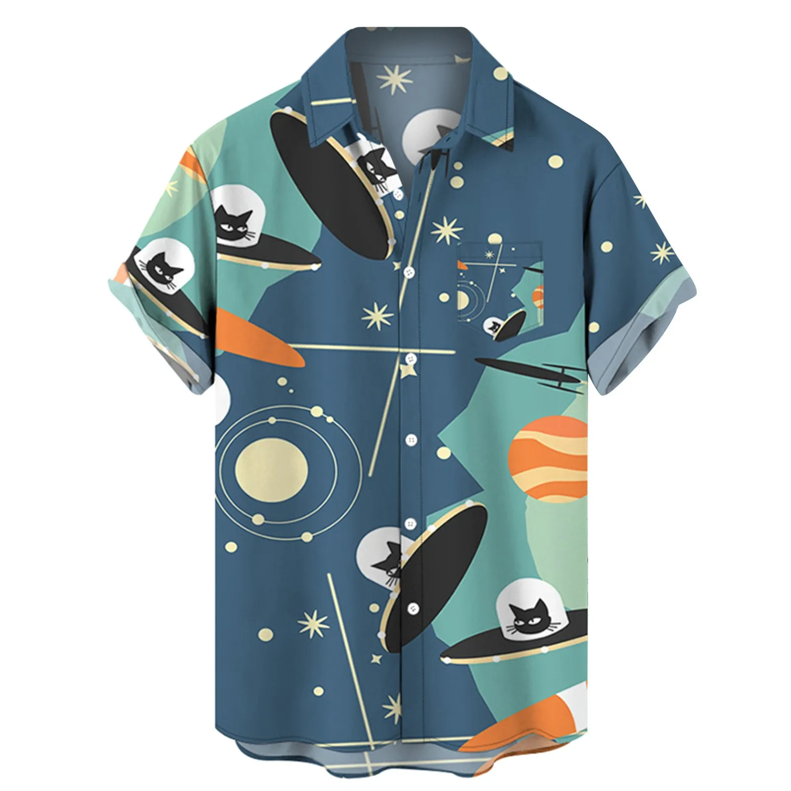 2022 New Men's Short Sleeve Floral Hawaiian Shirts Plus Size Beachwear Casual Button Up Party Holiday Shirts Summer Aloha Shirts