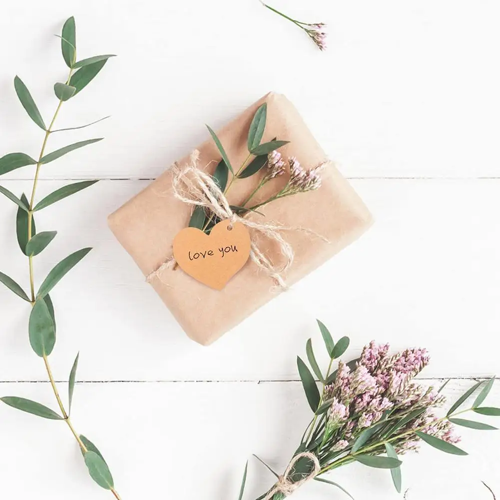 Ярлыки из крафтовой бумаги в форме сердца универсальные пустые ярлыки сделай сам