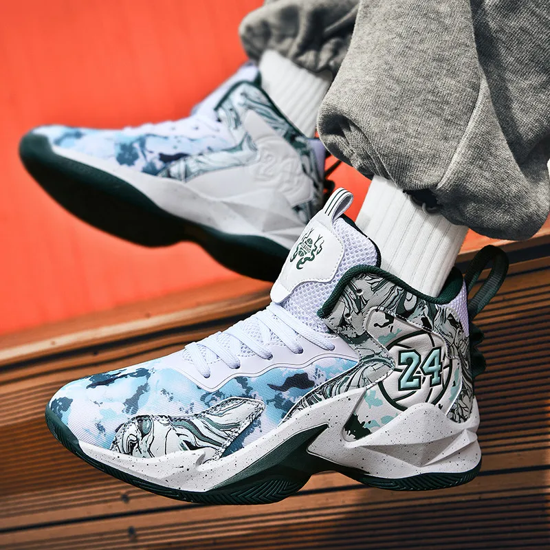 Spring Unisex Purple Men's  Basketball Sneakers Professional High Top Women's Sports Shoes Comfortable Basketball Shoes for Men