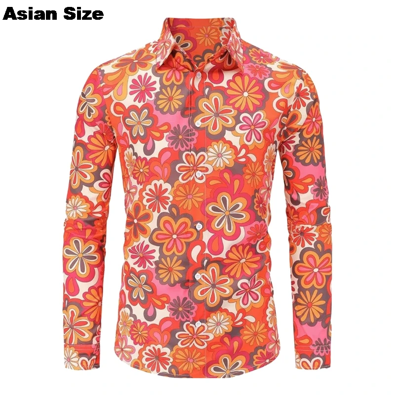 2025 Новый мужской винтажный костюм 80-х годов в стиле хип-хоп с цветочным принтом