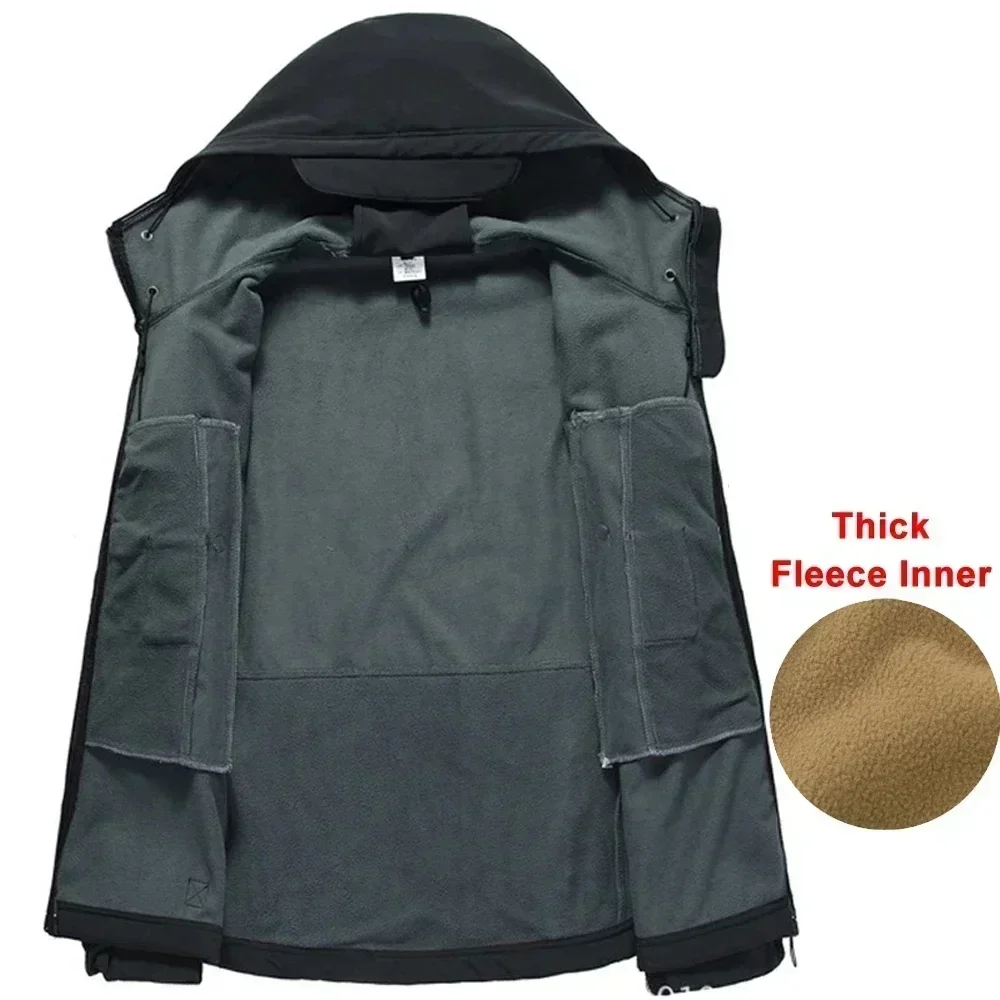 Фото 6XL TAD Тактический мужской охотничий походный костюм для рыбалки, камуфляжный костюм из кожи акулы, охотничья водонепроницаемая куртка с капюшоном + брюки №4