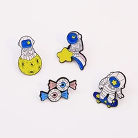 cute astronaut enamel brooch funny skateboard candy eyes metal badge fashion punk jewelry gift lapel pin jewelry for friends
