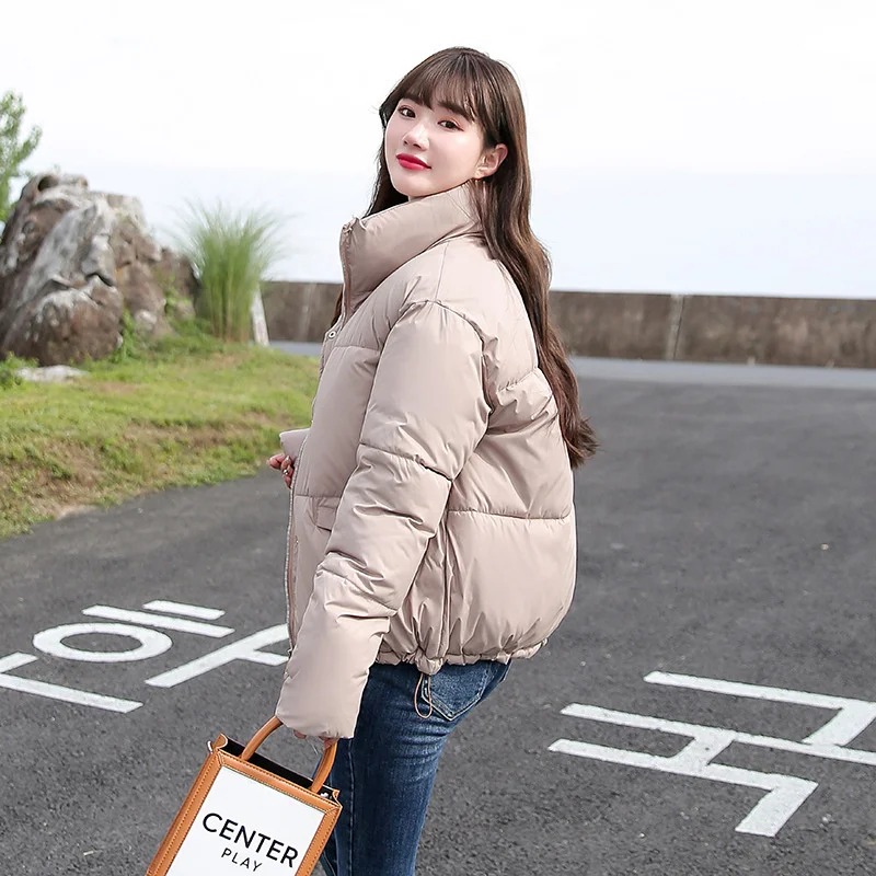 New Women's Parkas Solid 2022 Stand Collar Casual Winter Jacket Women Loose Cotton Padded Thick Coat Ladies Clothes