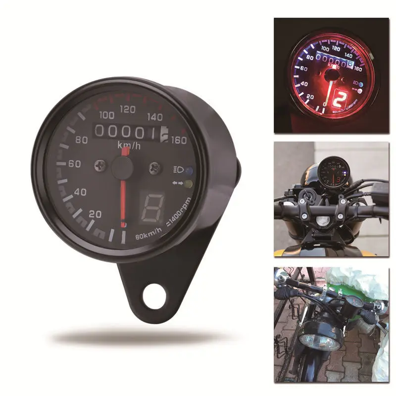 

Motorcycle Modified Retro LED Odometer With Gear Display Instrument Suitable For Harley Iron Horse Earth Eagle King