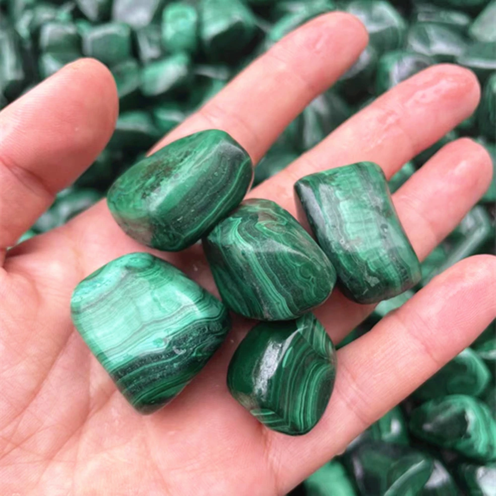 

Natural Carved Gemstone Quartz Green Malachite Tumbled Crystals Healing Stones For Fish Tank Decorations