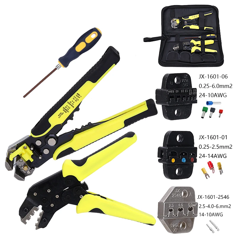 

JUNEFOR Terminal Crimping Tool Pliers Ratchet Electrical Tool Stripping Pliers Wire Stripper High Precision Clamp Set Multitool