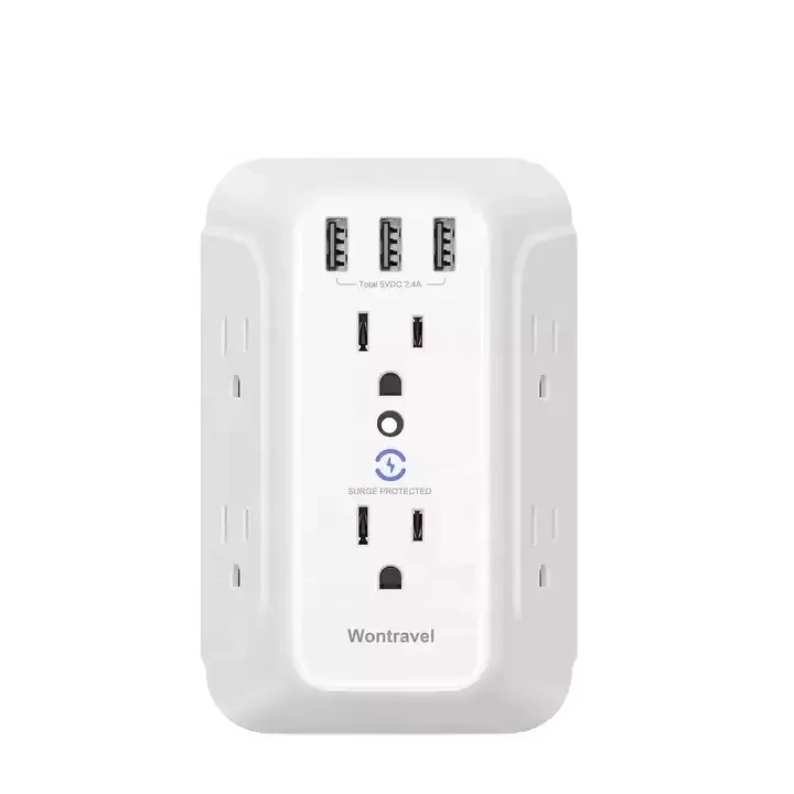 

3 Usb 1 Tpye-c Wall Fast Charger 6 Ac Socket Surge Protector Power Board Outlet Extender