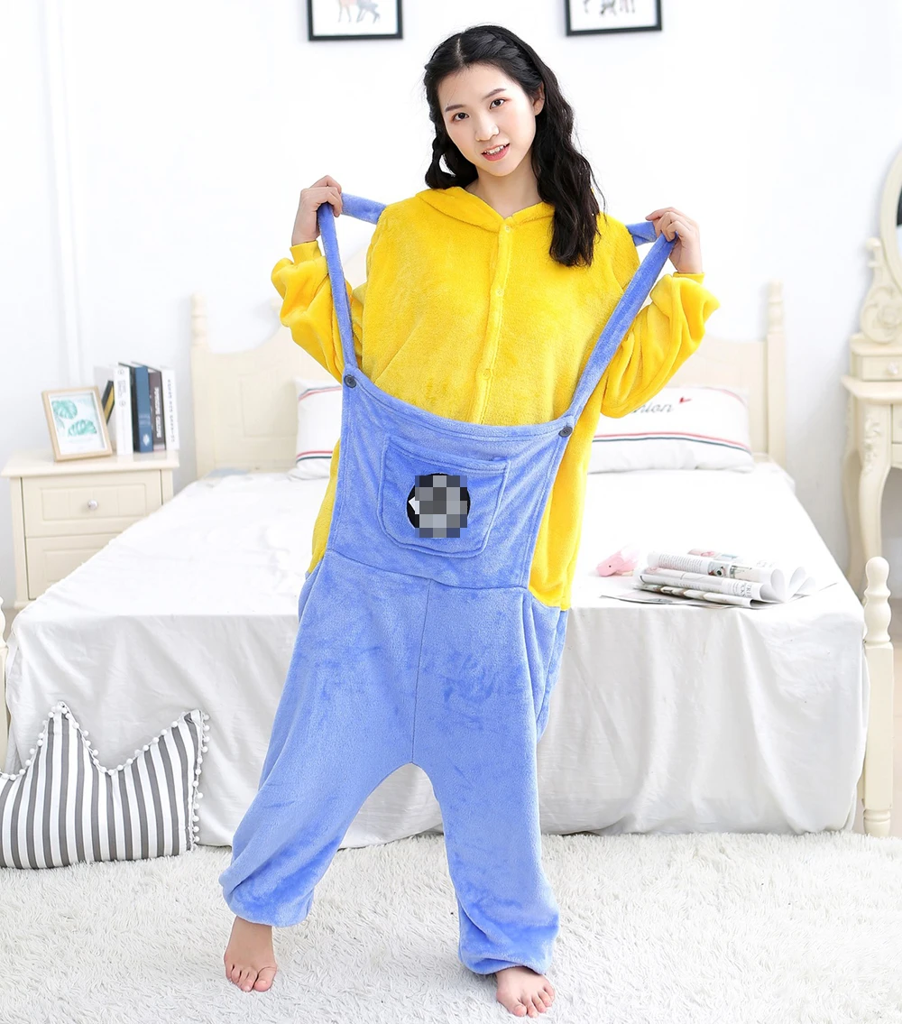 Women Adult Winter Warm One-Piece Garment Polyester Comfortable Thick Hooded Animal Pajamas Halloween Christmas Cosplay Jumpsuit