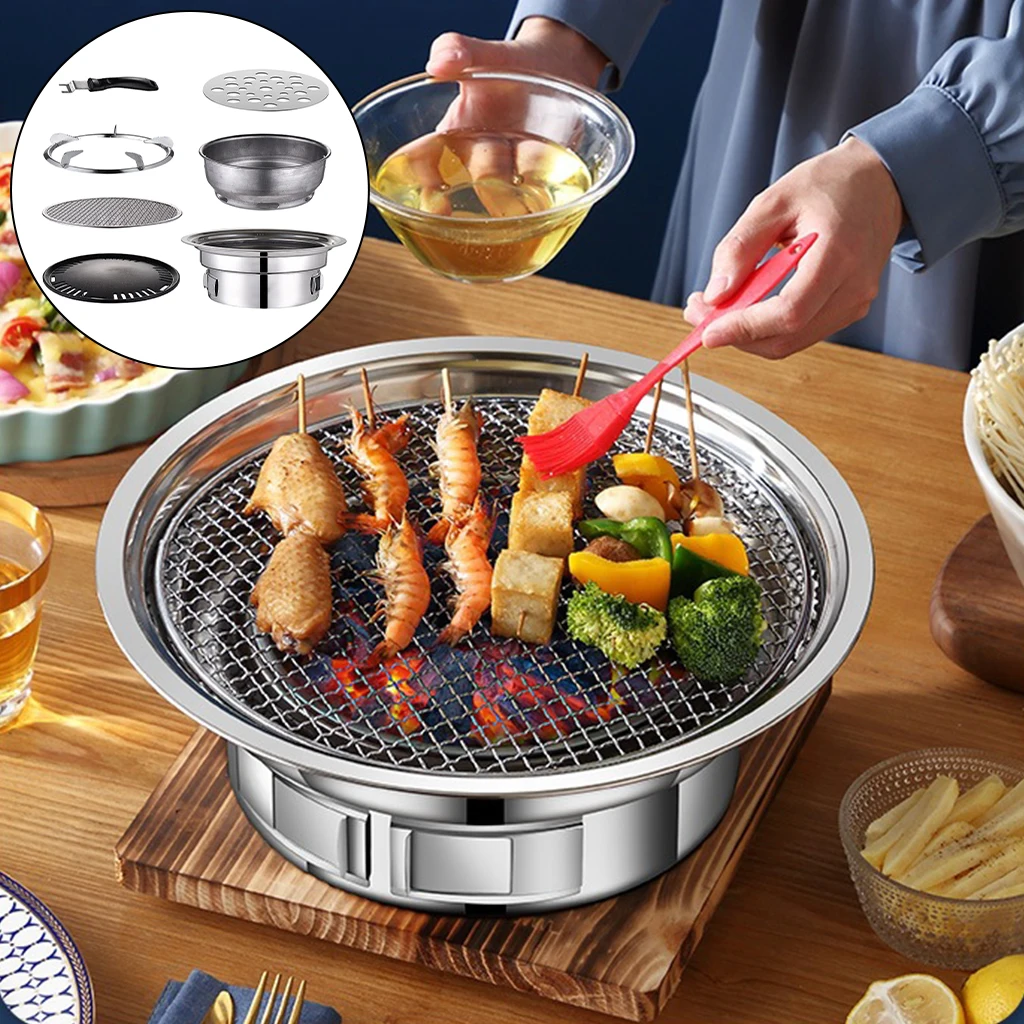 

Korean Mini BBQ Grill Charcoal Oven Barbecue Stove Barbecue Grill Outdoor BBQ Oven Plate Roasting Cooker Meat Tools