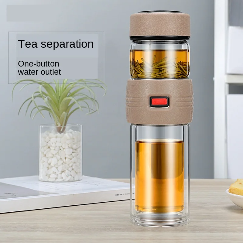 Новинка 2022 стакан для чая с двойными стенками и ситечком стеклянная бутылка в