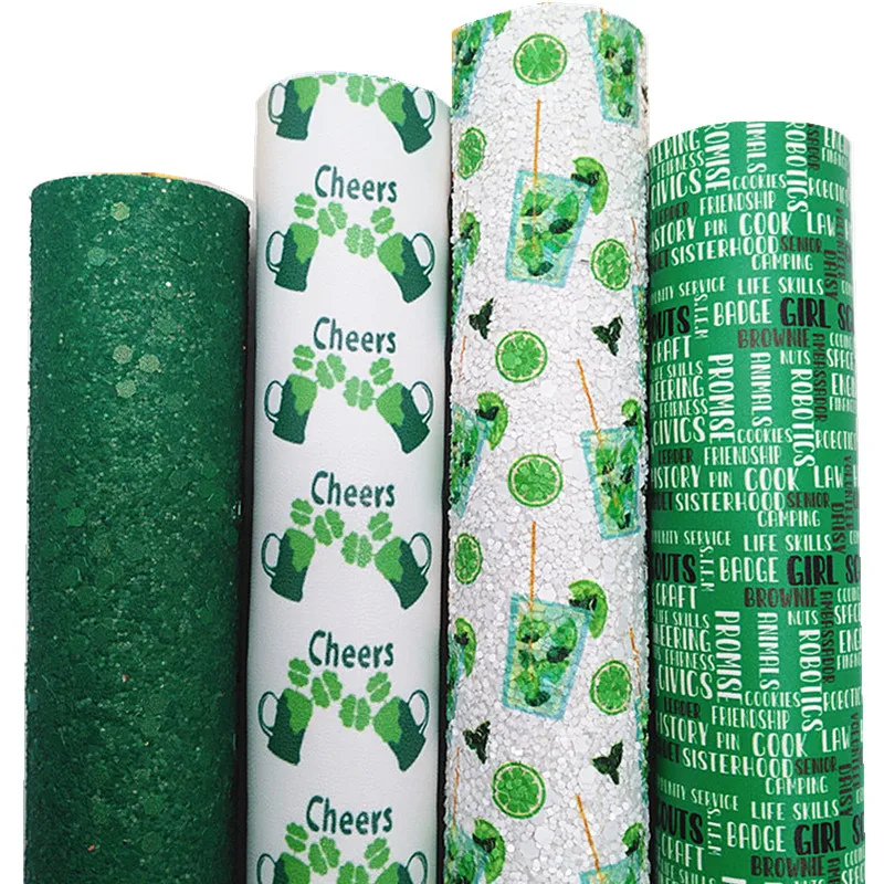 

Зеленые блестящие листы из искусственной кожи на заказ, 21x29 см, Q856