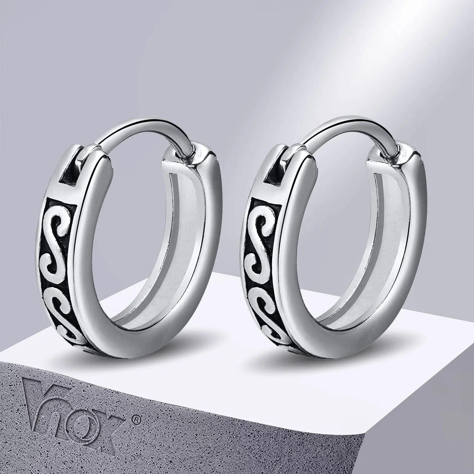 

Vnox New Trendy S Style Hoop Huggie Earrings for Men, Anti Allergy Stainless Steel Stylish Male Ear Accessories, brincos