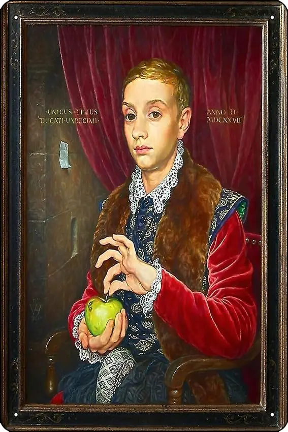 Постер Oedrtqi с изображением мальчика и яблока забавный металлический жестяной