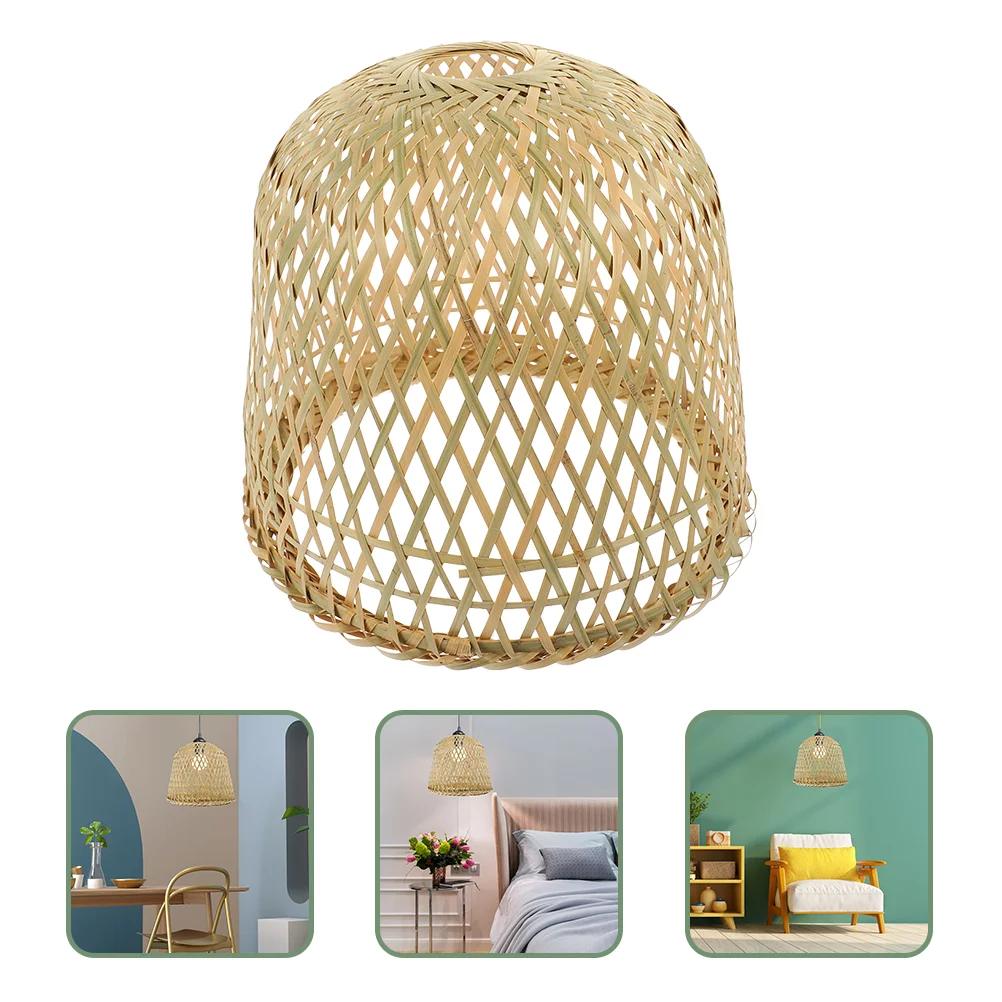 

Bamboo Lampshade Light Pendant Rustic Woven Lampshades Hanging Cover Restaurant
