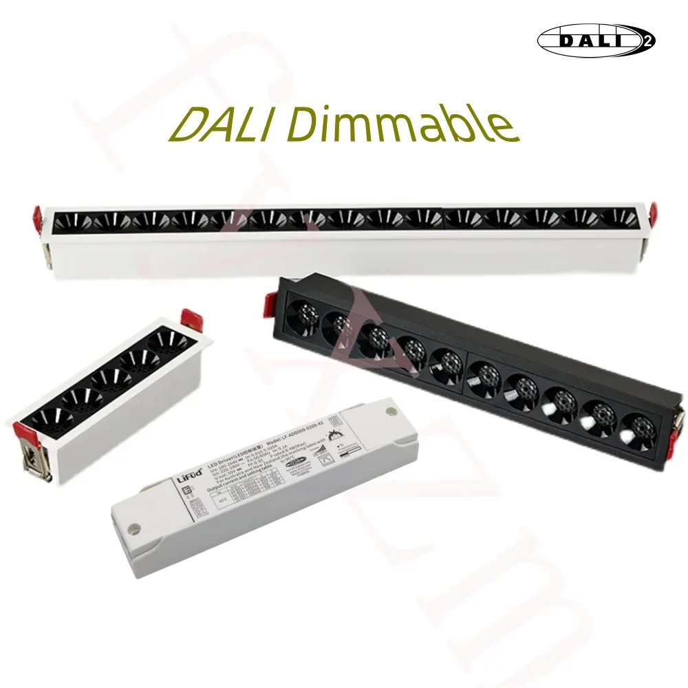 DALI Встраиваемый антибликовый линейный светильник с регулируемой яркостью 5 Вт 10