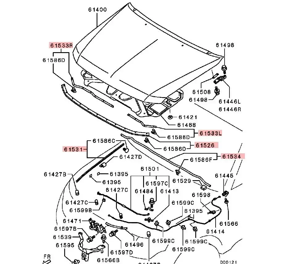 1 или 4 6 шт. резиновое уплотнение капота для Pajero V90 5902A016 Полоса Montero V80 Weatherstrip 2007-2020