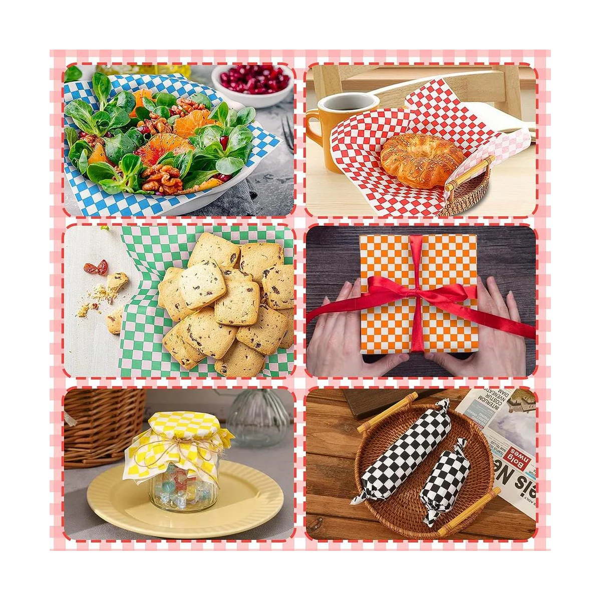 240 шт. клетчатая вощеная бумага сухие бумажные листы обертки для пищевых