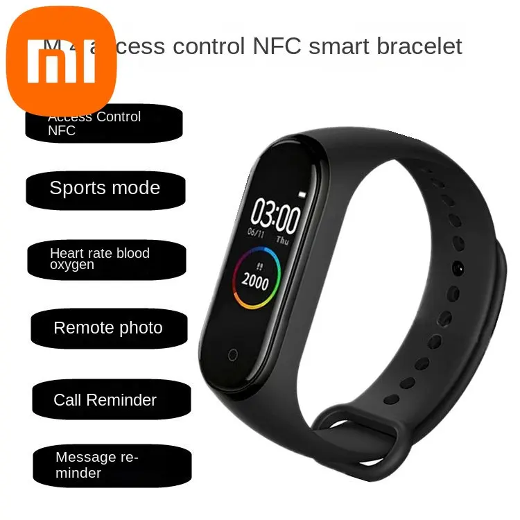 

XIAOMI Multi-functional NFC Access M 4 Smart Bracelet Heart Rate Blood Pressure Blood Oxygen Call Reminder Pedometer Exercise