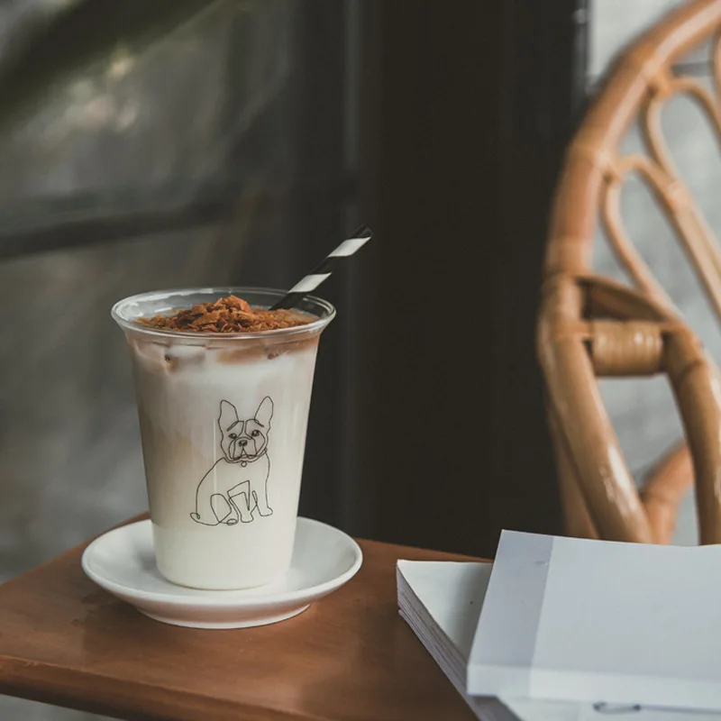 350 мл прозрачная стеклянная чашка горячий кофе питьевой Кот и собака Рисование