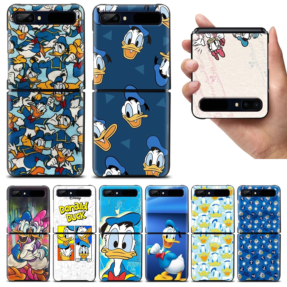 

Disney Donald Duck Shockproof Cover for Samsung Galaxy Z Flip 4 3 5G Hard Black Phone Case Segmented Protect Cover