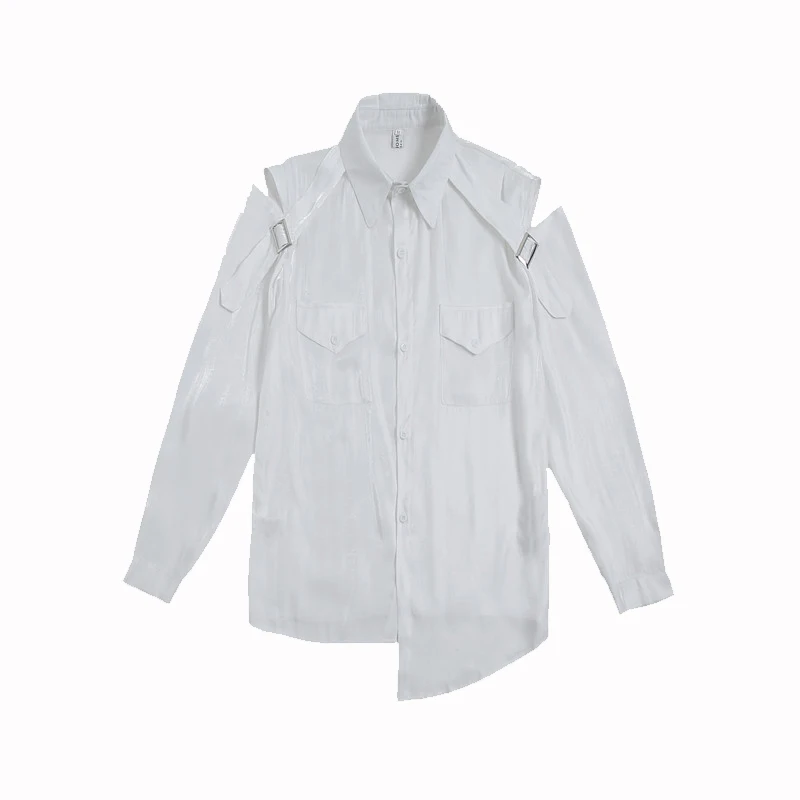 GetSpring женская рубашка 2024 осень с открытыми плечами длинным рукавом Однотонная