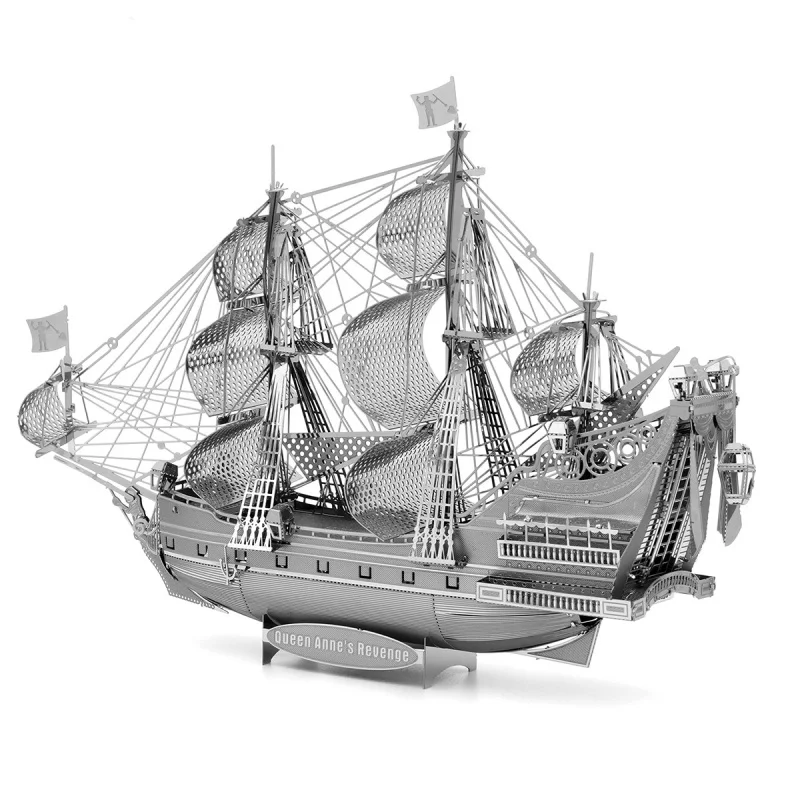 

DIY 3D Metal Military Warship The Queen Anne and the Sunny Miles Assemble Model Jigsaw Puzzle Kids Toys