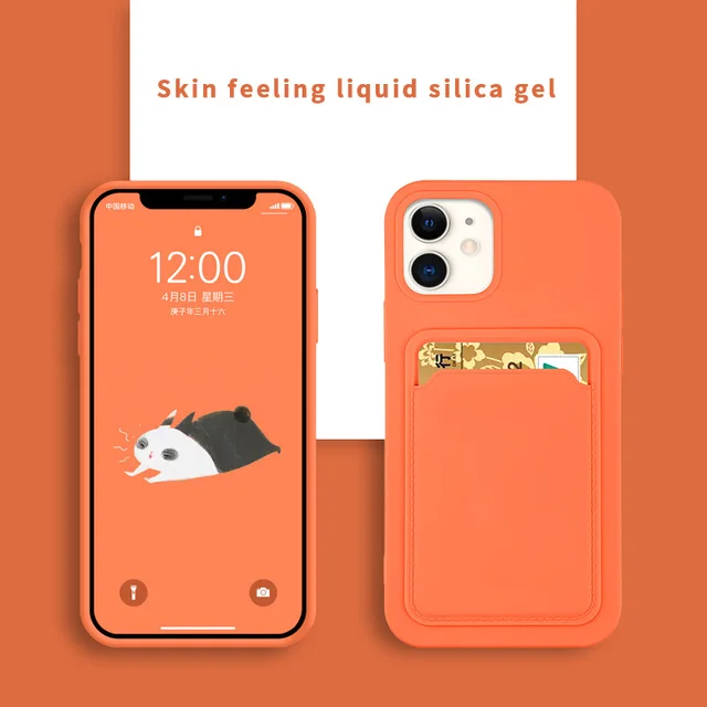 Phone Case for Apple iPhone 14 13 11 12 pro max mini 7 8 plus XR XS X SE 2020 cover Original cases Card Bag Soft Liquid Silicone 5