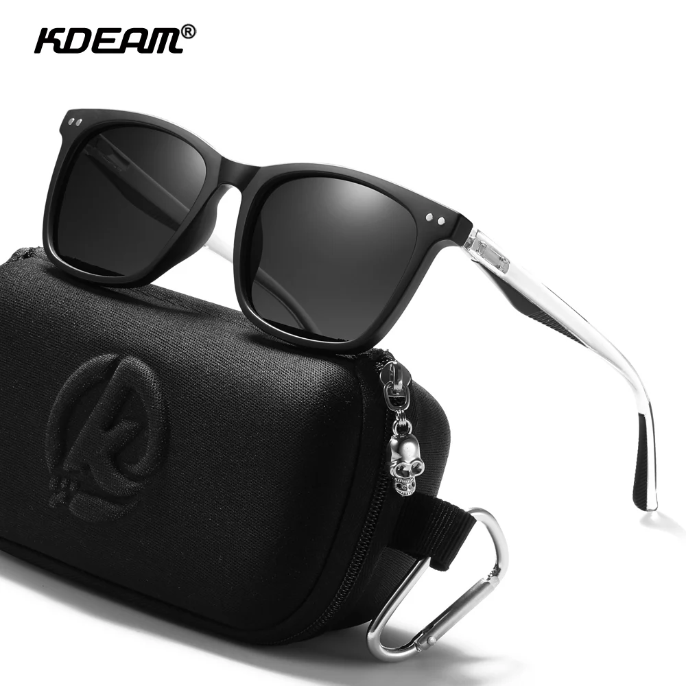 

KDEAM Men's Sunglasses Polarized Lens Square TR90 Material Frame Spring Stainless Steel Hinges Hiking Fishing Glasses