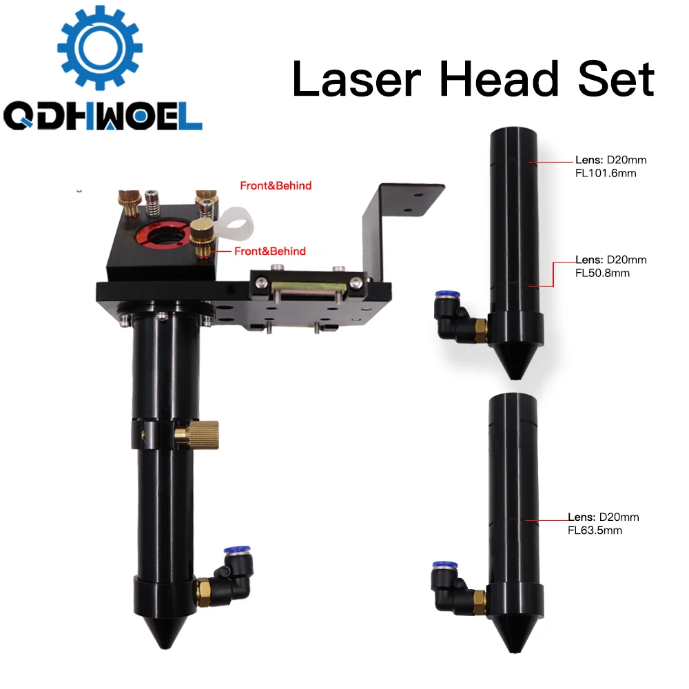 

CO2 Laser Head Set Lens D20 Focus Length 50.8/63.5/101.6mm Integrative Mount Dia.25 Mirror for Laser Cutting Machine
