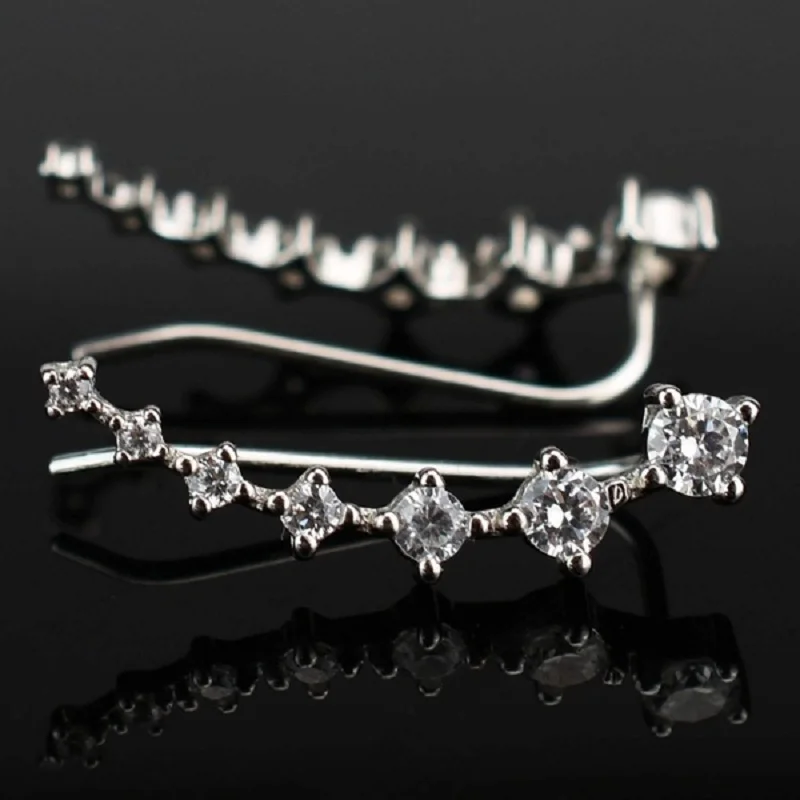 

2022 Earring for Women Cartilage 7 Crystals Ear Cuffs Hoop Climber Cubic Zirconia Earrings Hypoallergenic Piercing Gifts for Her