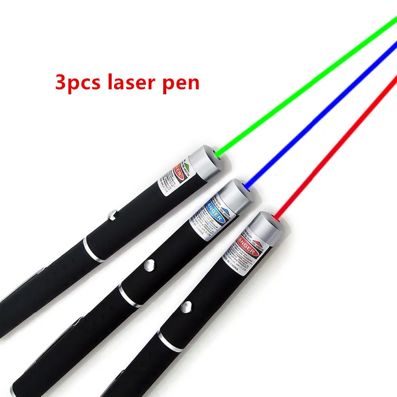 

3pc Laser Sight Pointer 5MW High Power Green Blue Red Dot Laser Light Pen Powerful Laser Meter 405Nm 532Nm 650Nm Green Lazer Pen