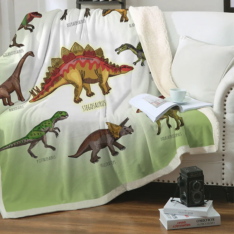

Dinosaur Fluffy Blanket Jurassic Soft Throw Blanket Animal Sherpa 3D Tyrannosaurus Rex Cobertor