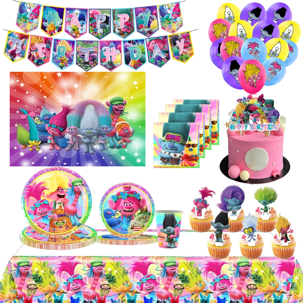 Товары Для Вечеринок С Волшебными Волосами Disney Trolls — Набор Одноразовой Посуды