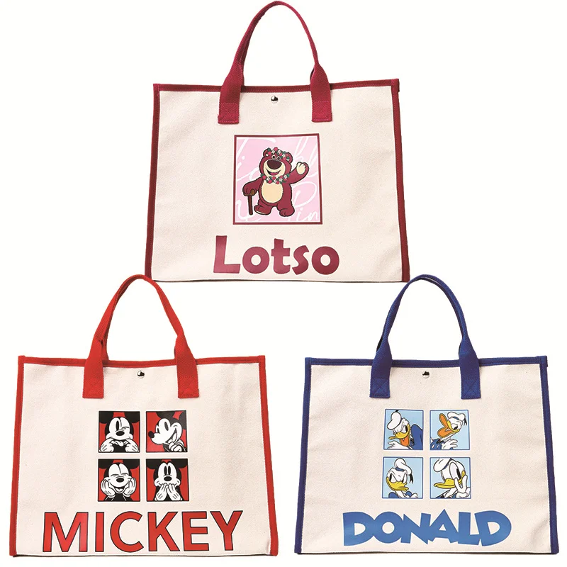 

Большая вместительная сумка-тоут Disney, Холщовая Сумка для покупок с Микки Маусом, Минни Маусом, Дональдом Даком, милая аниме сумка на плечо