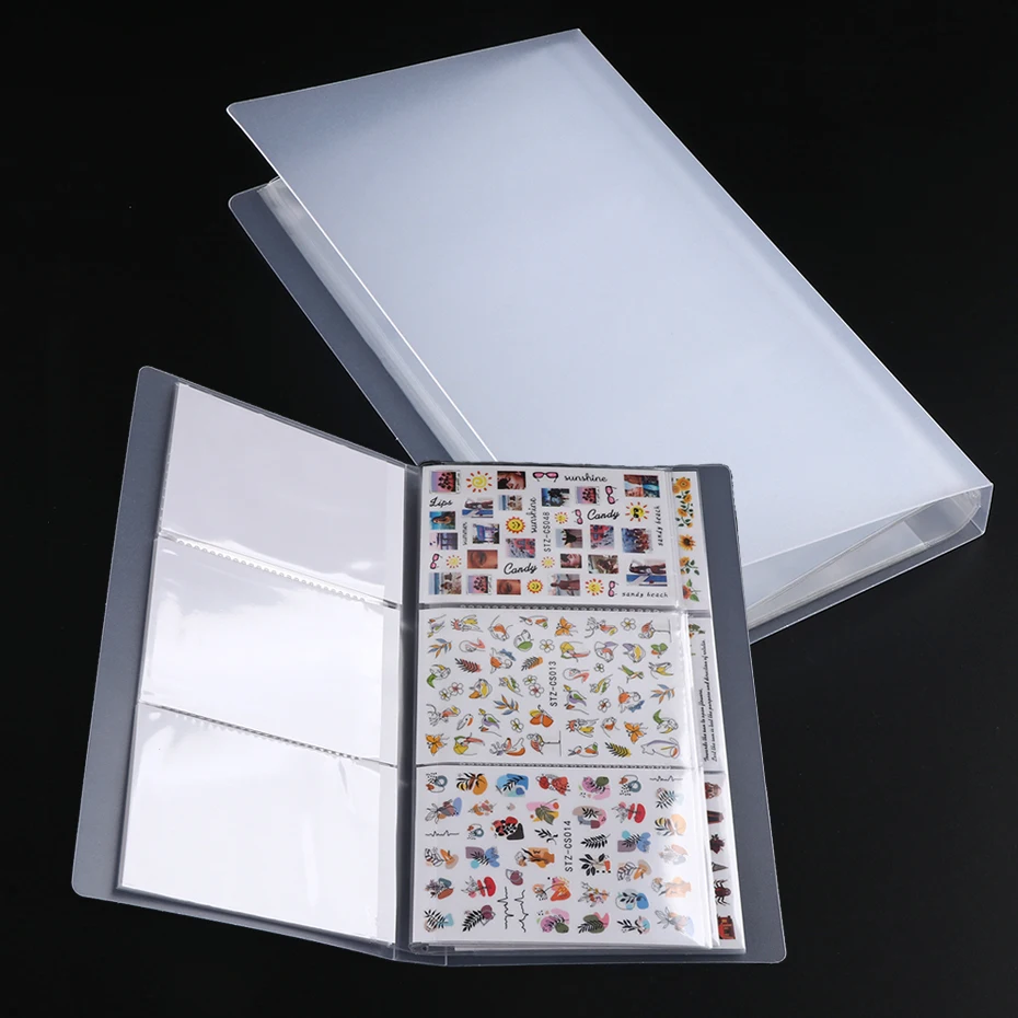 

84/80 Grid Album Storage Book For Nail Art Stickers Collecting Tools Gather Decal Transparent Organizer Manicure Notebook BE2011