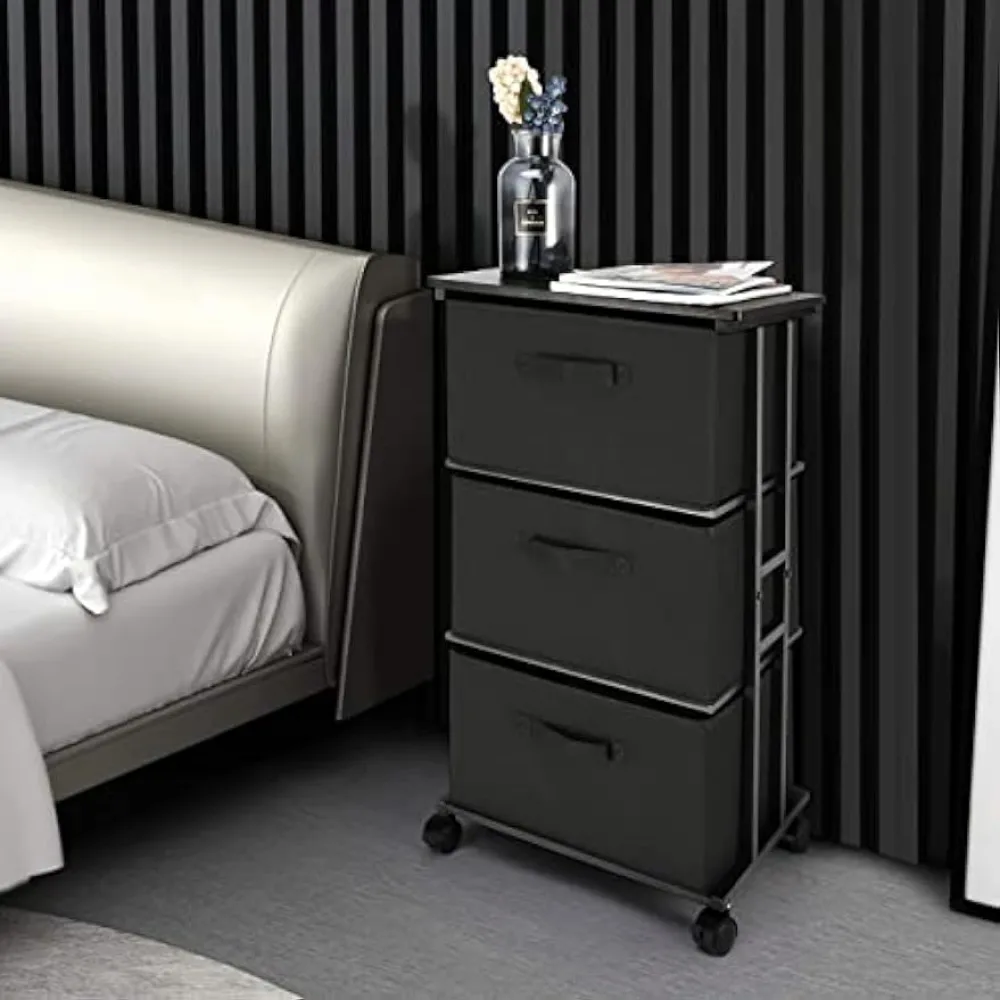 

Dresser Storage with 3 Drawers, Fabric Dresser Tower, Vertical Storage Unit for Bedroom, Closet, Office, Black